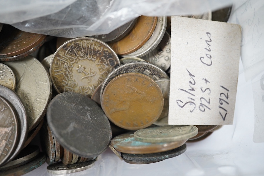 Assorted coins including some 19th century silver. Condition - varies